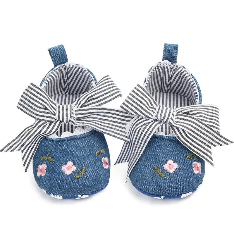 New Printed Baby Girl Shoes Bowknot Soft Sole Anti-slip