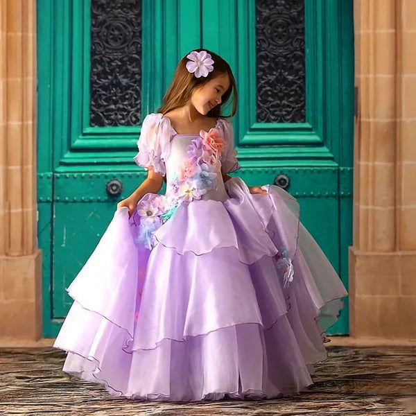 Purple Flower Children's Party Dress