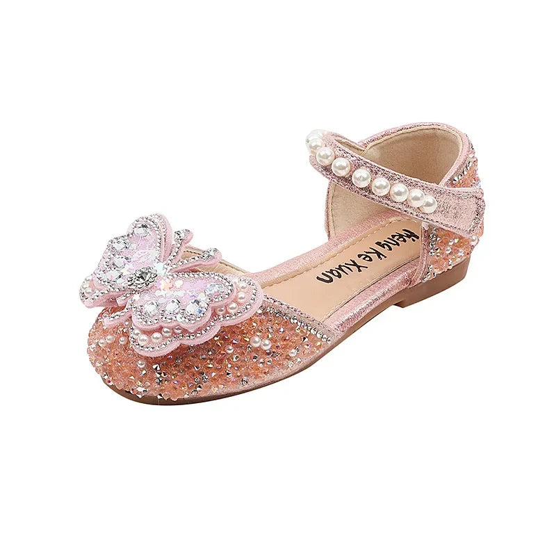 Kids Sandals for Girls Rhinestone Butterfly Elegant Versatile