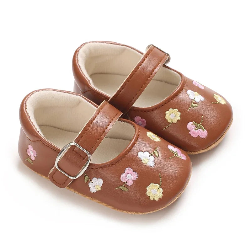 Baby Girls Shoes Floral Embroidery Princess Shoes