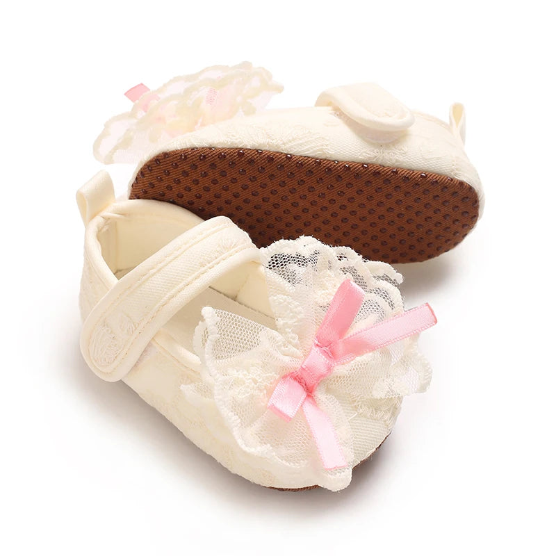Lace Cute Baby Girl 0-18M Princess Bow Flat Shoes
