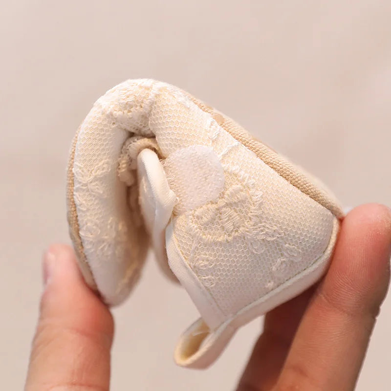 Baby Girls Shoes Non-Slip Soft Soled Lace Bowknot Flats Toddler First Walker