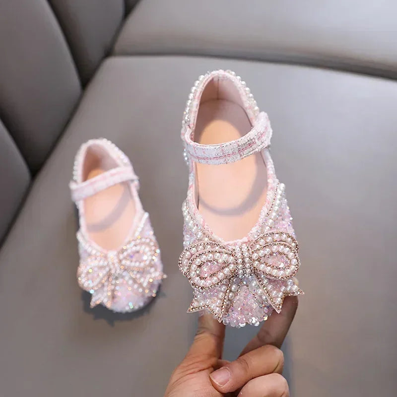 Kids Girls Sandals Fashion Sequins Rhinestone Bow