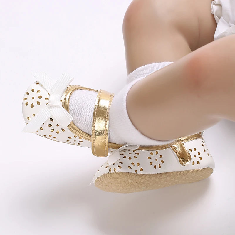 Elegant 0-18M Newborn PU Bow Decoration Baby Shoes