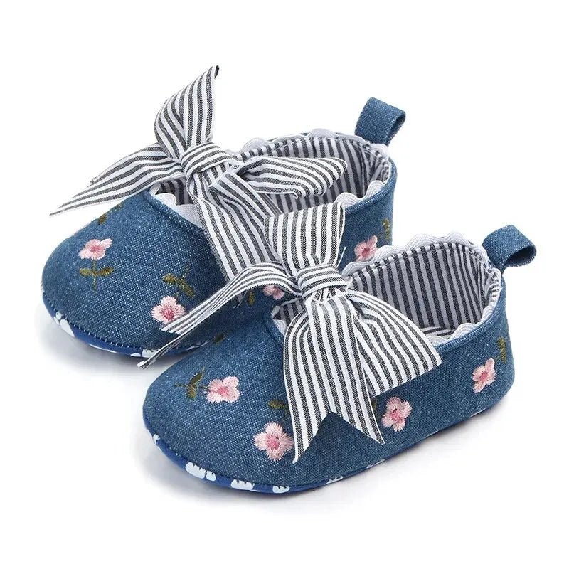New Printed Baby Girl Shoes Bowknot Soft Sole Anti-slip