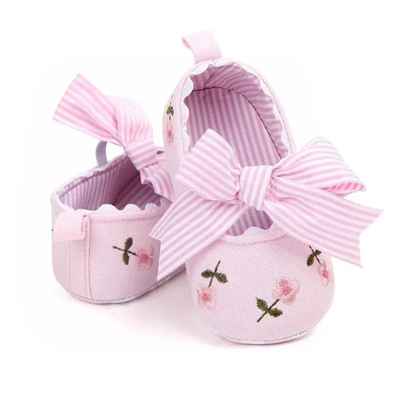 New Printed Baby Girl Shoes Bowknot Soft Sole Anti-slip