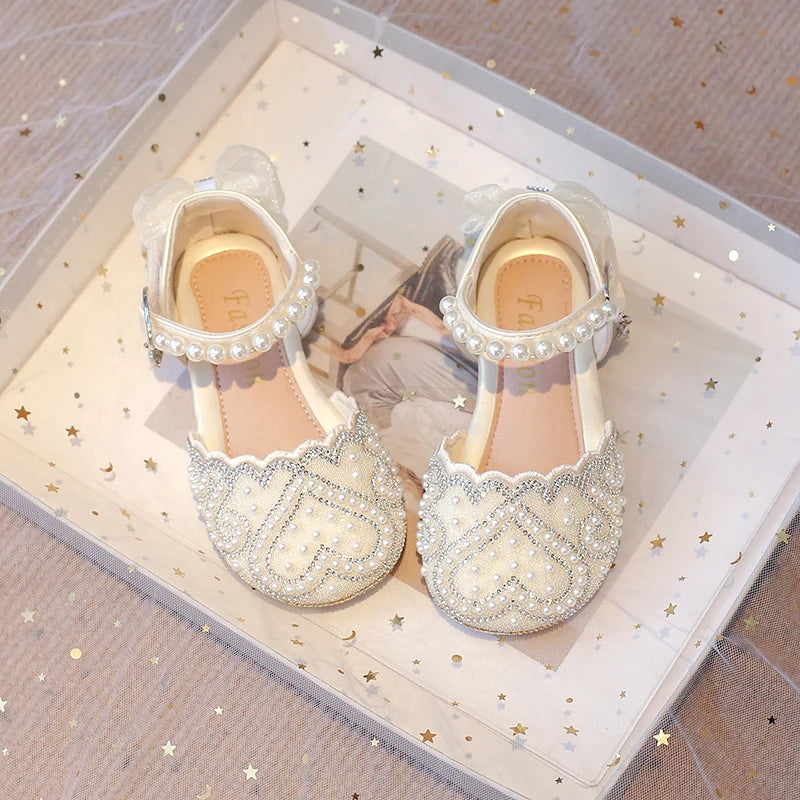 Girls Sandals With Heel Fashion Rhinestone Shiny