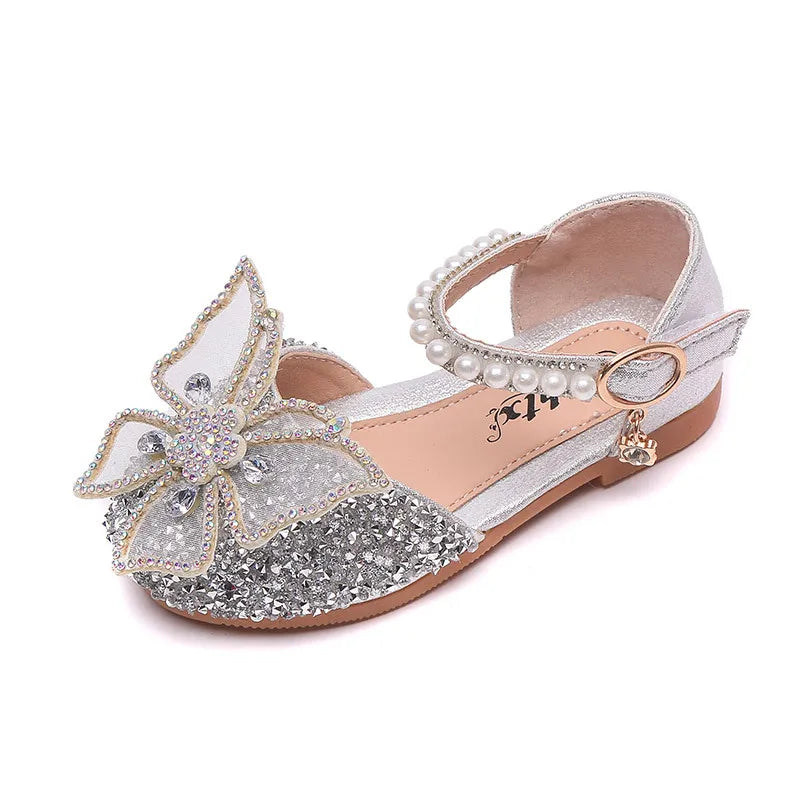 Girls Sequin Lace Bow Kids Shoes