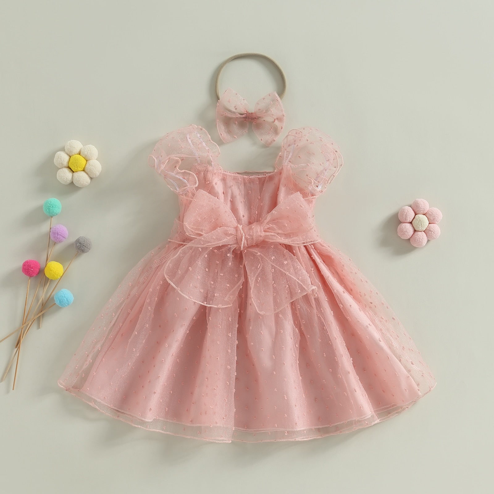Delicate children's dress with tulle + headband