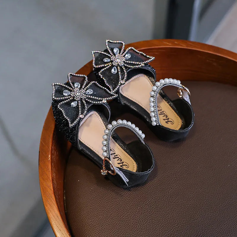 Girls Sequin Lace Bow Kids Shoes
