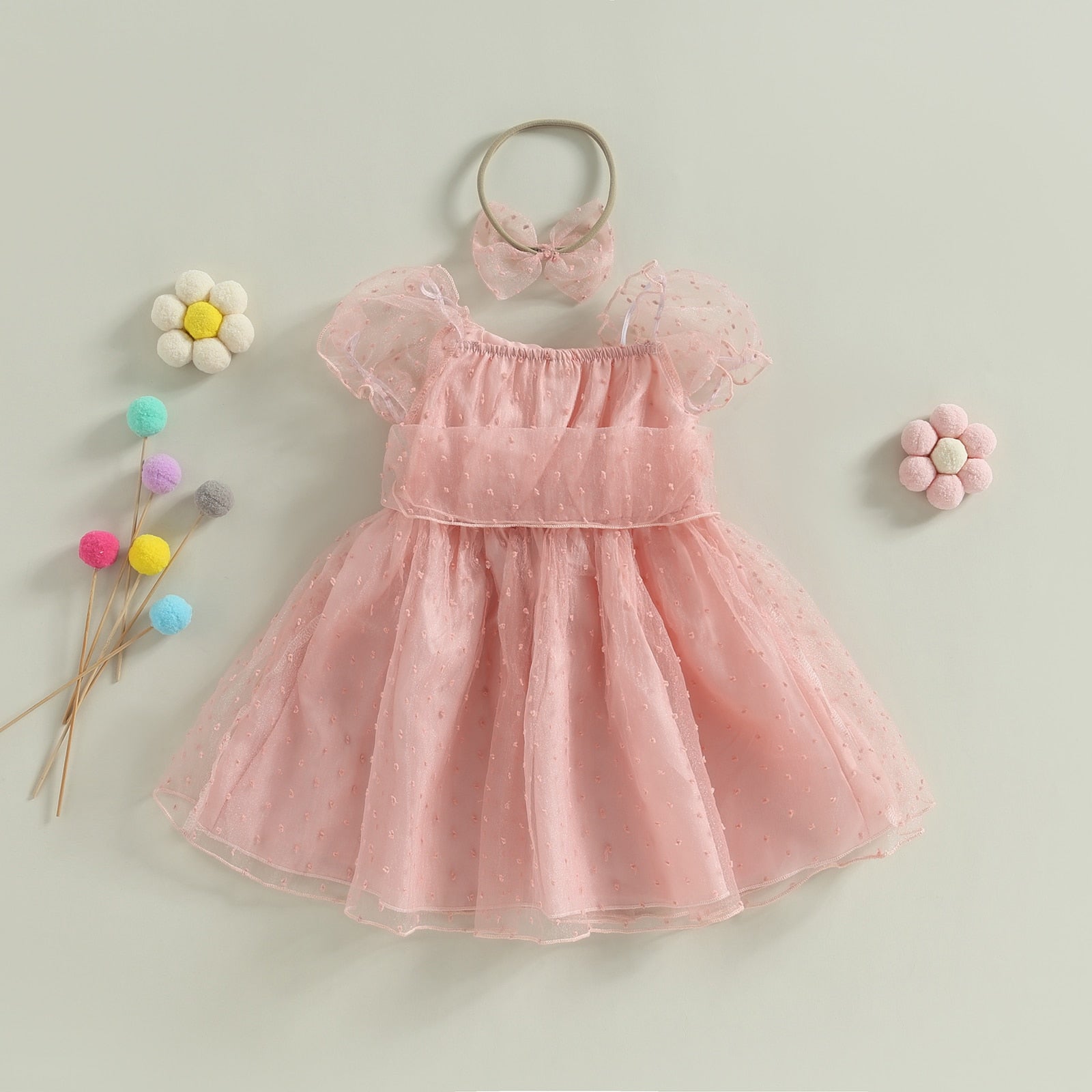 Delicate children's dress with tulle + headband