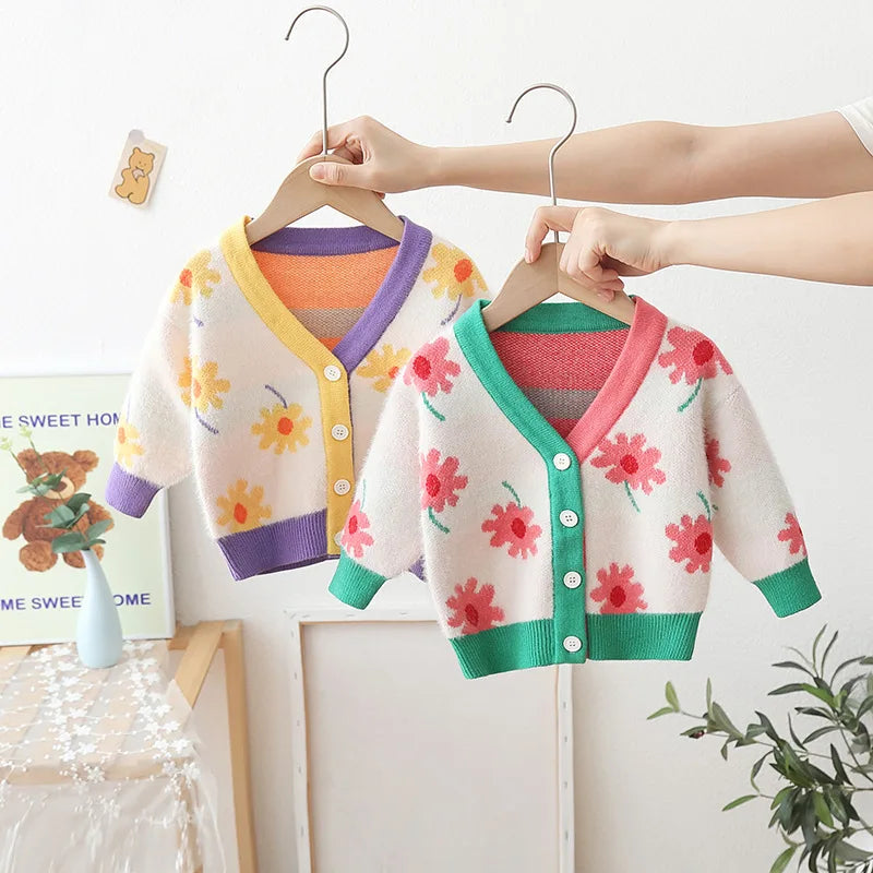 Children's Sweater Girls' Flower Girls Knitted Cardigan