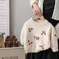 Girls Autumn And Winter Flower Thickened Sweater