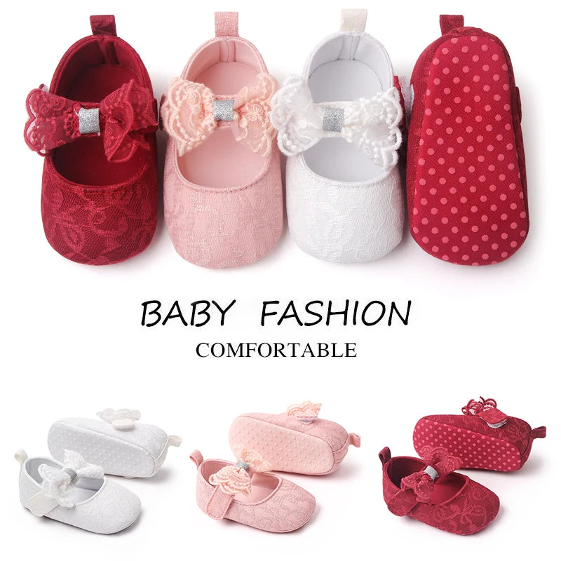 Baby Soft Cotton Shoes Beautiful Lace Bowknot