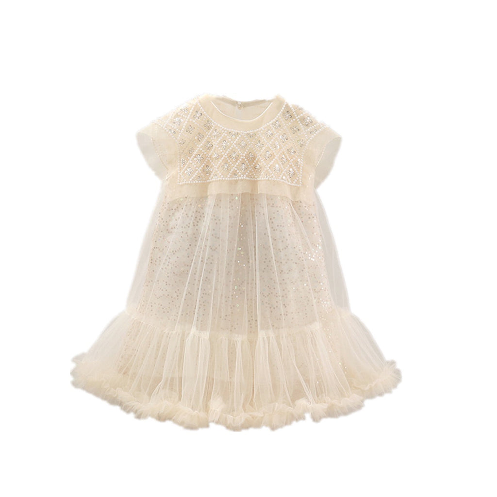 Vestito glitterato per bambine con ruches