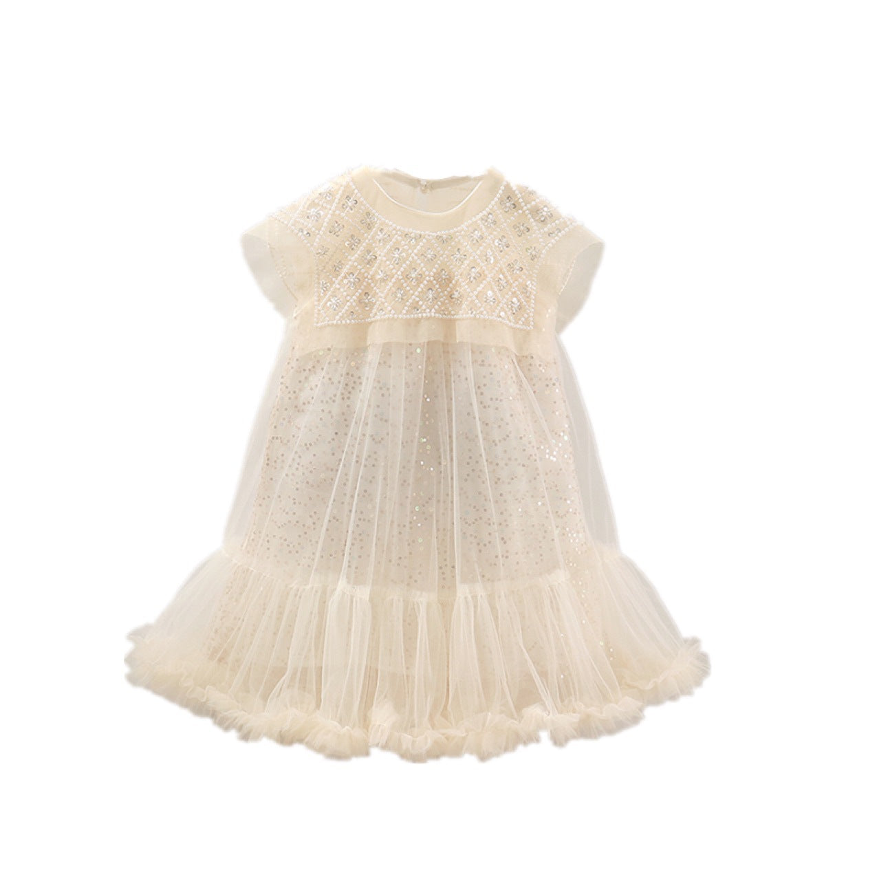 Vestito glitterato per bambine con ruches