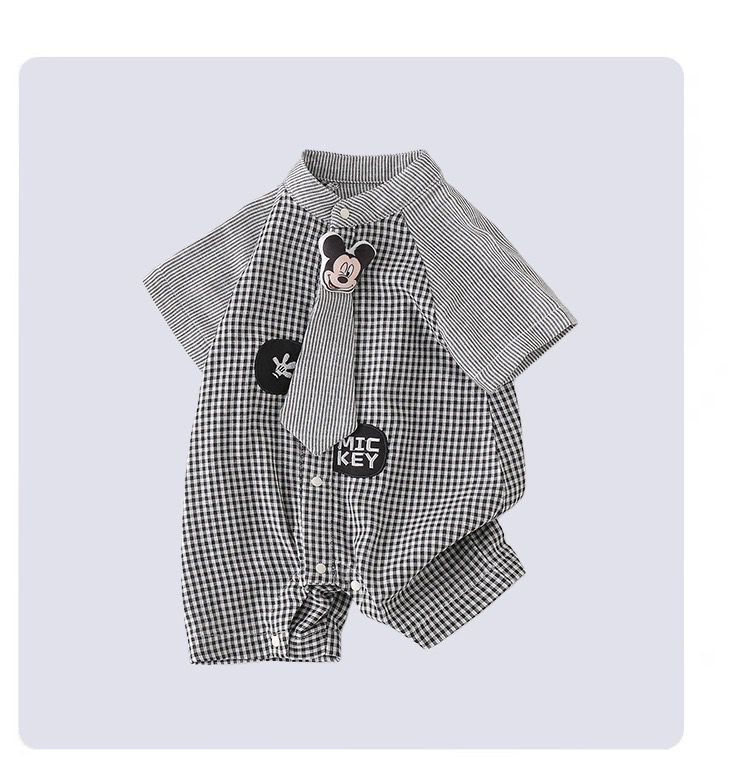 Black Checkered Baby Romper
